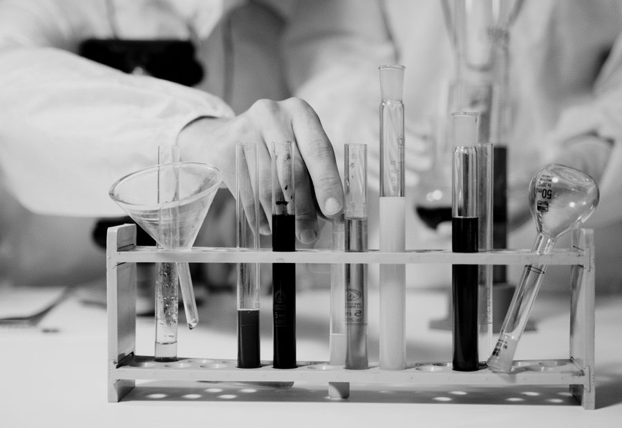 Well water samples in test tubes prepared for laboratory analysis